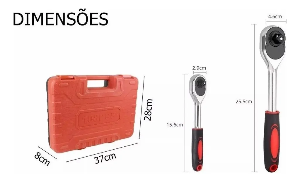 Jogo de Chave Catraca e Soquete Aço Cr-V 108 peças — imagem 6
