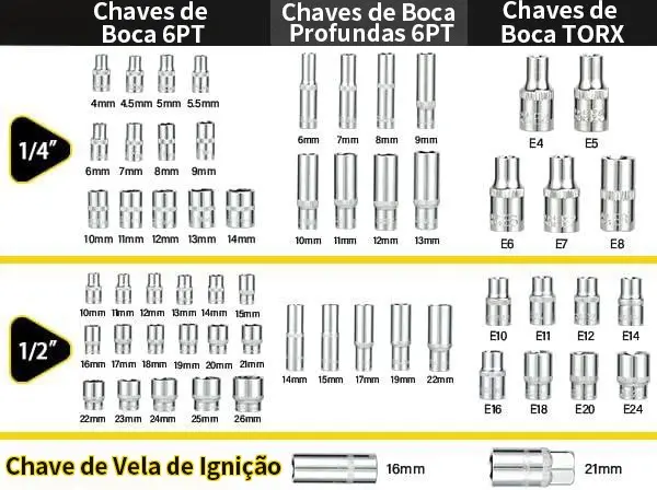 Jogo de Chave Catraca e Soquete Aço Cr-V 108 peças — imagem 3